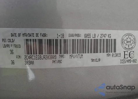 2018 Chrysler Pacifica Touring-L Plus из США, поврежденный, VIN 2C4RC1EG9JR203809